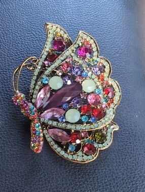 Multicolor Crystal Butterfly Brooch Pin - Fashion Women Jewelry
